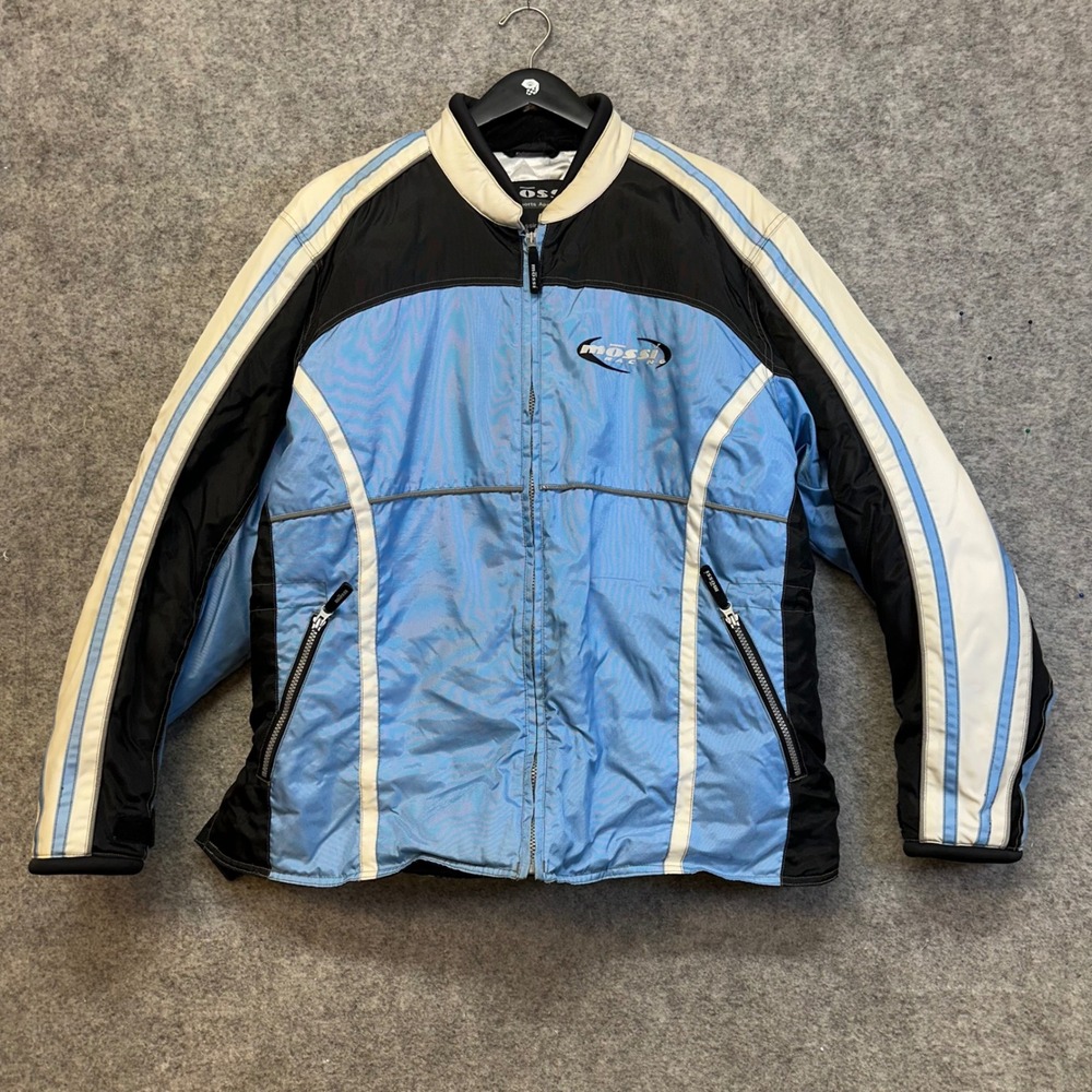 Mossi Motorsports Jacket Mens XL Blue Black Excellent Quilted Padded Snowmobile